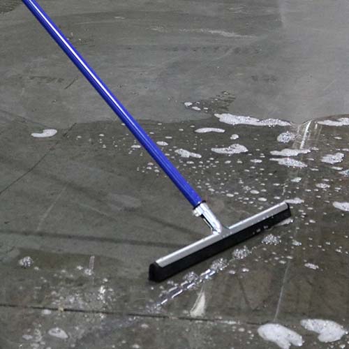 Heavy Duty Floor Scrubber Squeegee- 18.25” Solid Natural Rubber Blade- 58” Long Handle- Dries