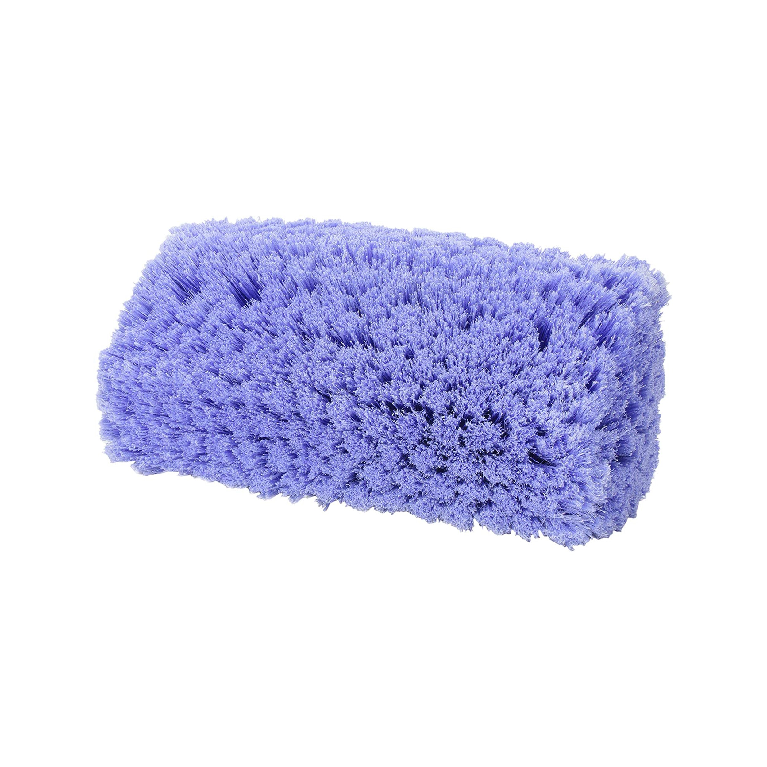 A rectangular blue microfiber cleaning scrubber with a textured, fluffy surface, isolated on a white background.