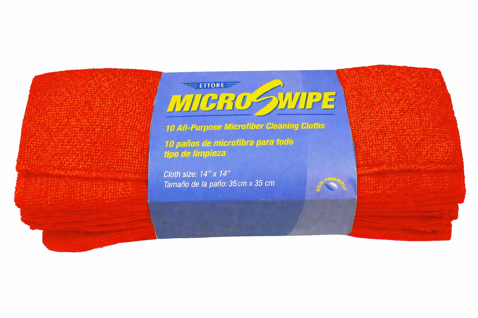 Close up of Ettore Red MicroSwipe microfiber cloth used for window cleaning