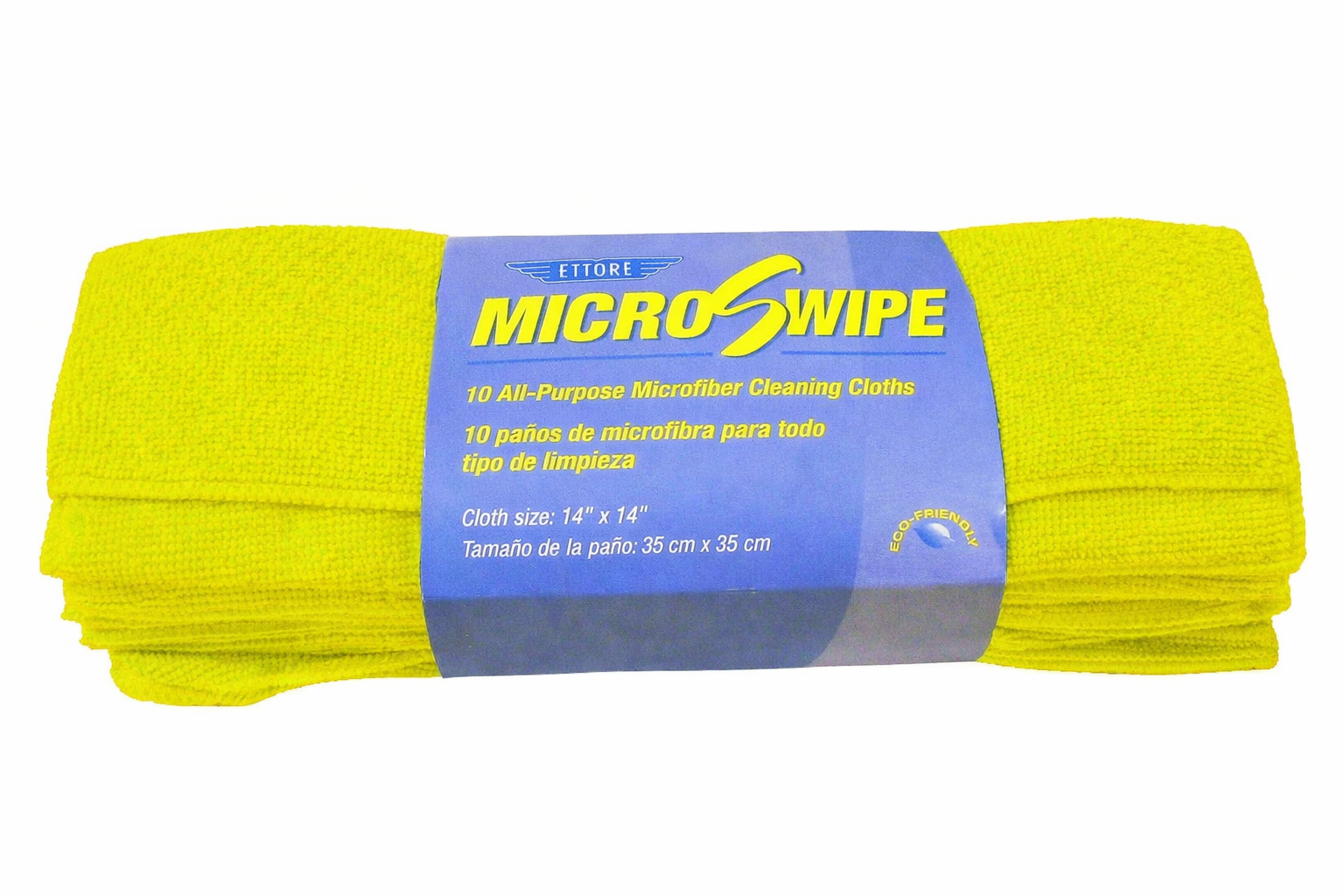 Close up of Ettore Yellow MicroSwipe microfiber cloth used for window cleaning