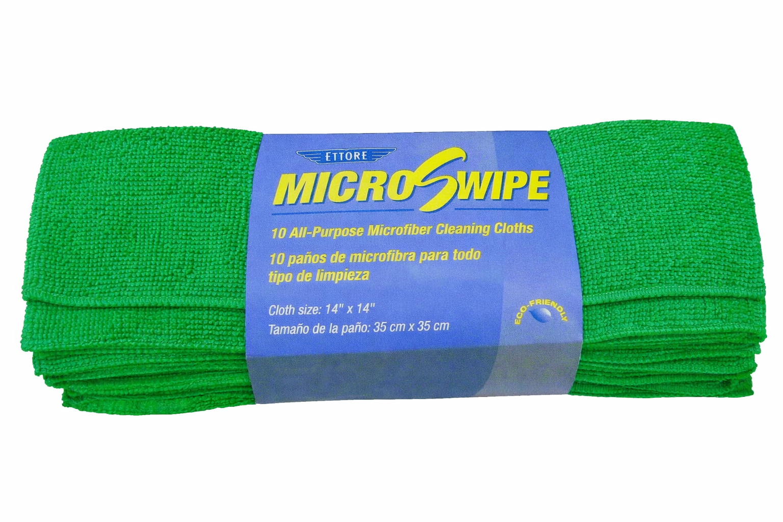 Close up of Ettore Green MicroSwipe microfiber cloth used for window cleaning