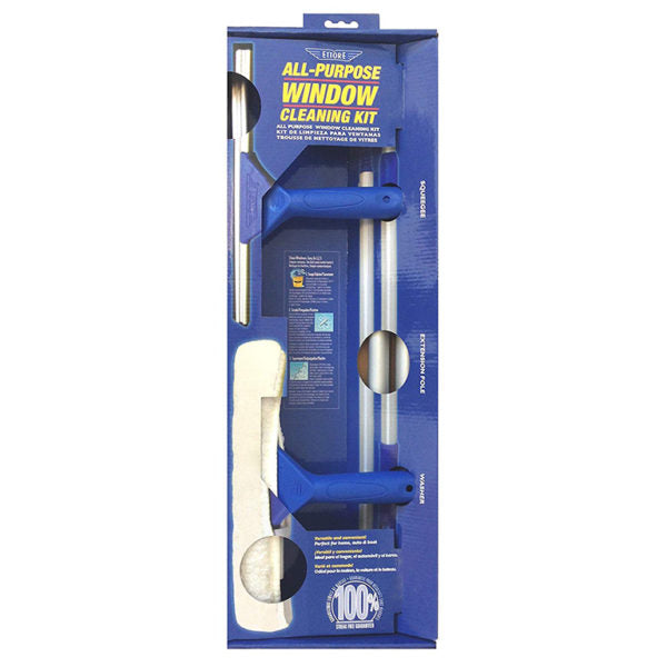 Ettore All Purpose window cleaning kit with squeegee washer and pole