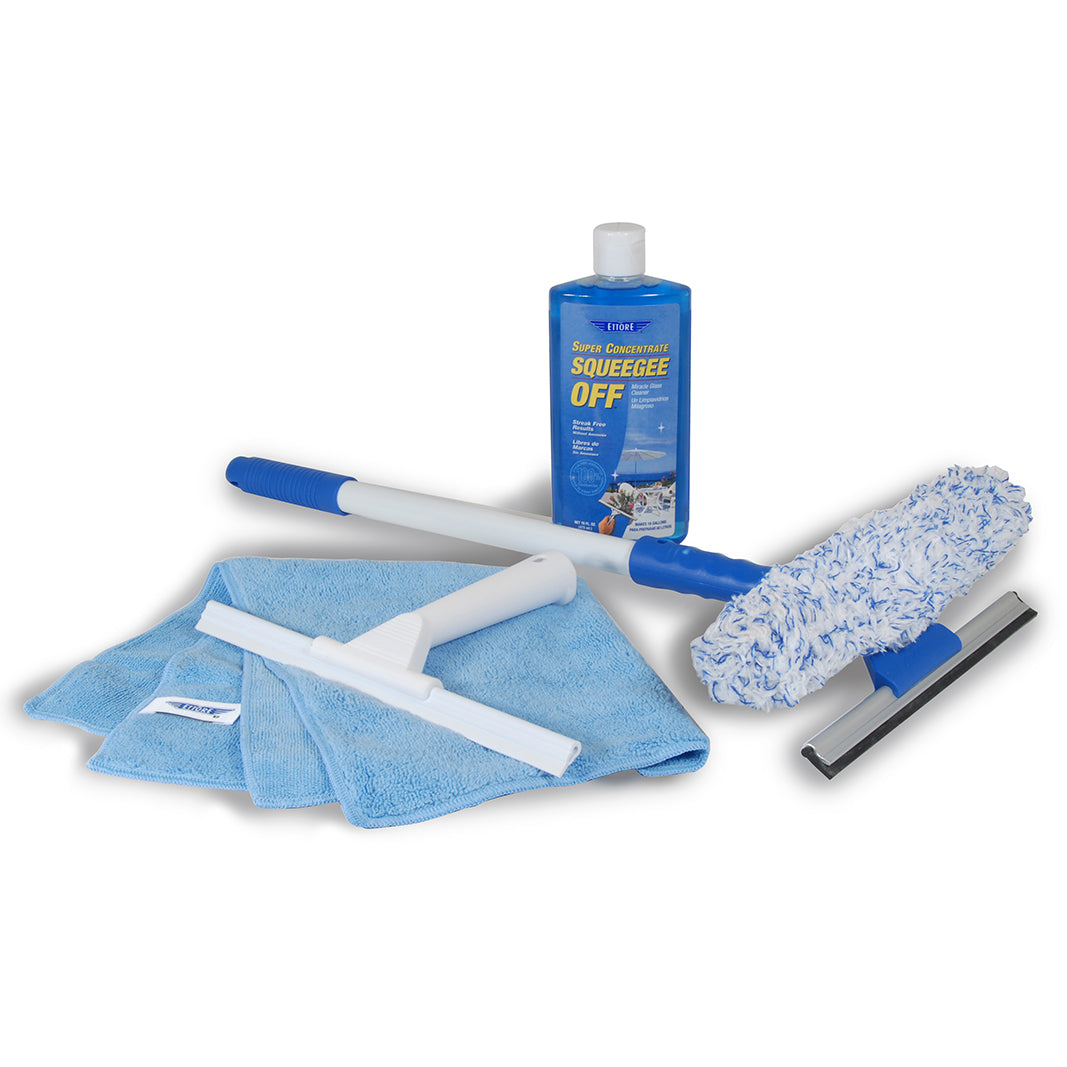 Ettore Total Glass Care kit tools used for household window cleaning
