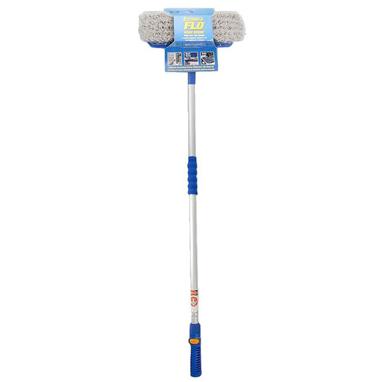Ettore Extend-A-Flo auto wash brush connected to hose cleaning car