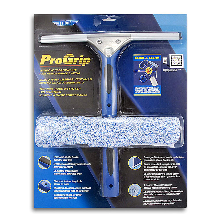 Ettore Professional ProGrip window cleaning kit with washer and squeegee