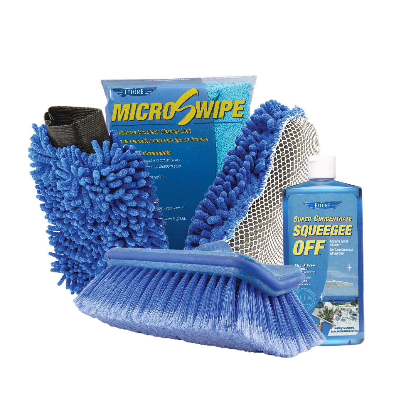 Auto Cleaning Kit Wash Sponge Wash Mitt Squeegee Off Soap FLO Brush Microfiber Cloths